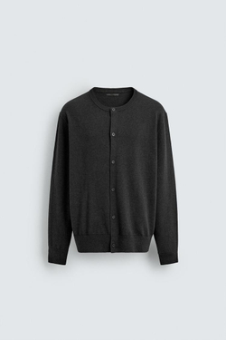ZARA КАРДИГАН ИЗ СМЕСОВОЙ ШЕРСТИ, АНТРАЦИТОВО-СЕРЫЙ