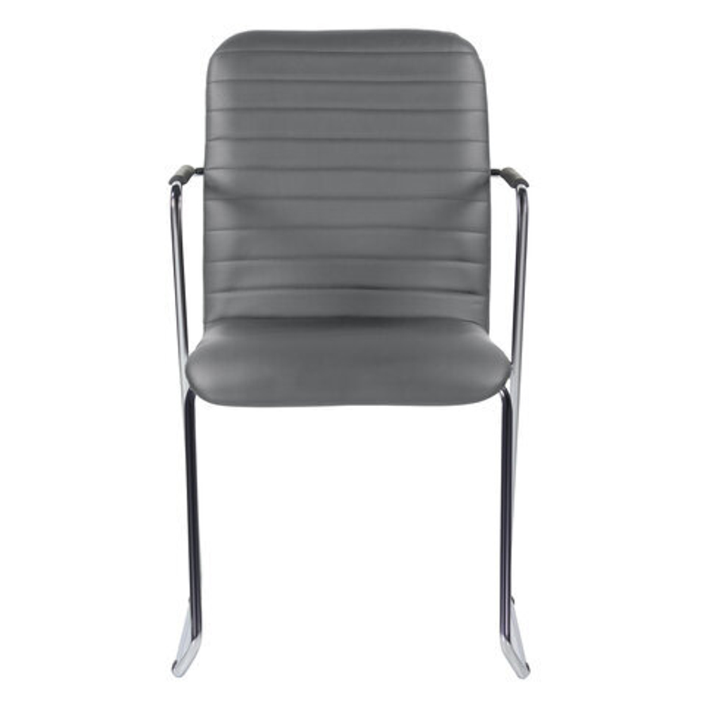 Кресло для приемных и переговорных BRABIX "Visit CF-101", хром, экокожа, темно-серое, 532561