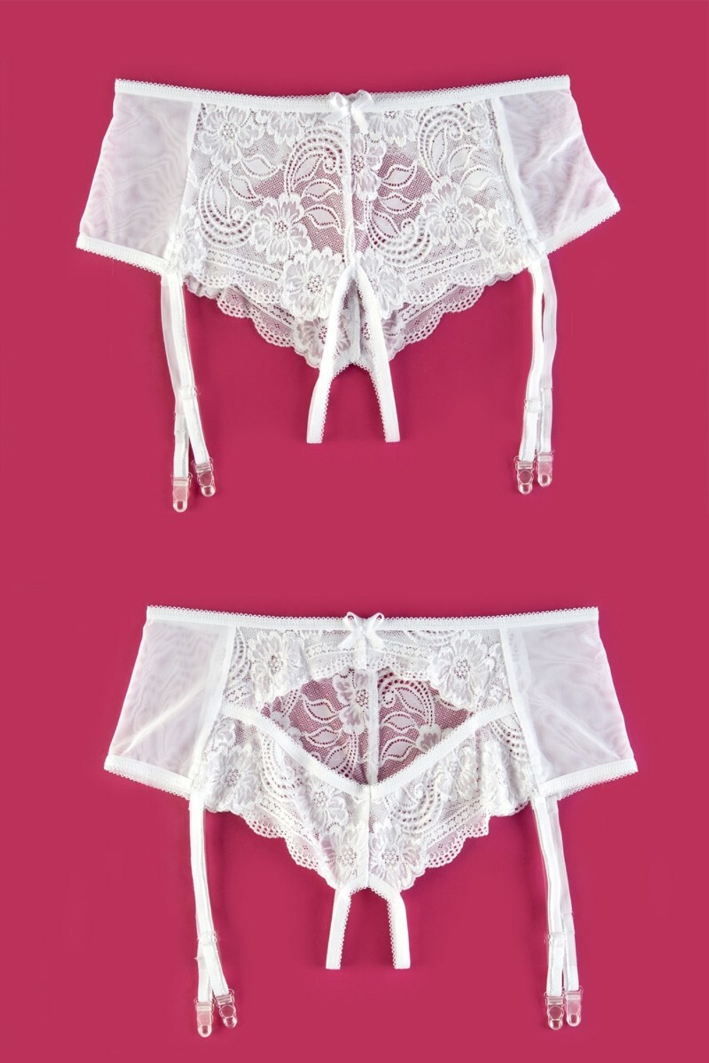 Эротические трусики-пояс с кружевными вставками белые 42-44