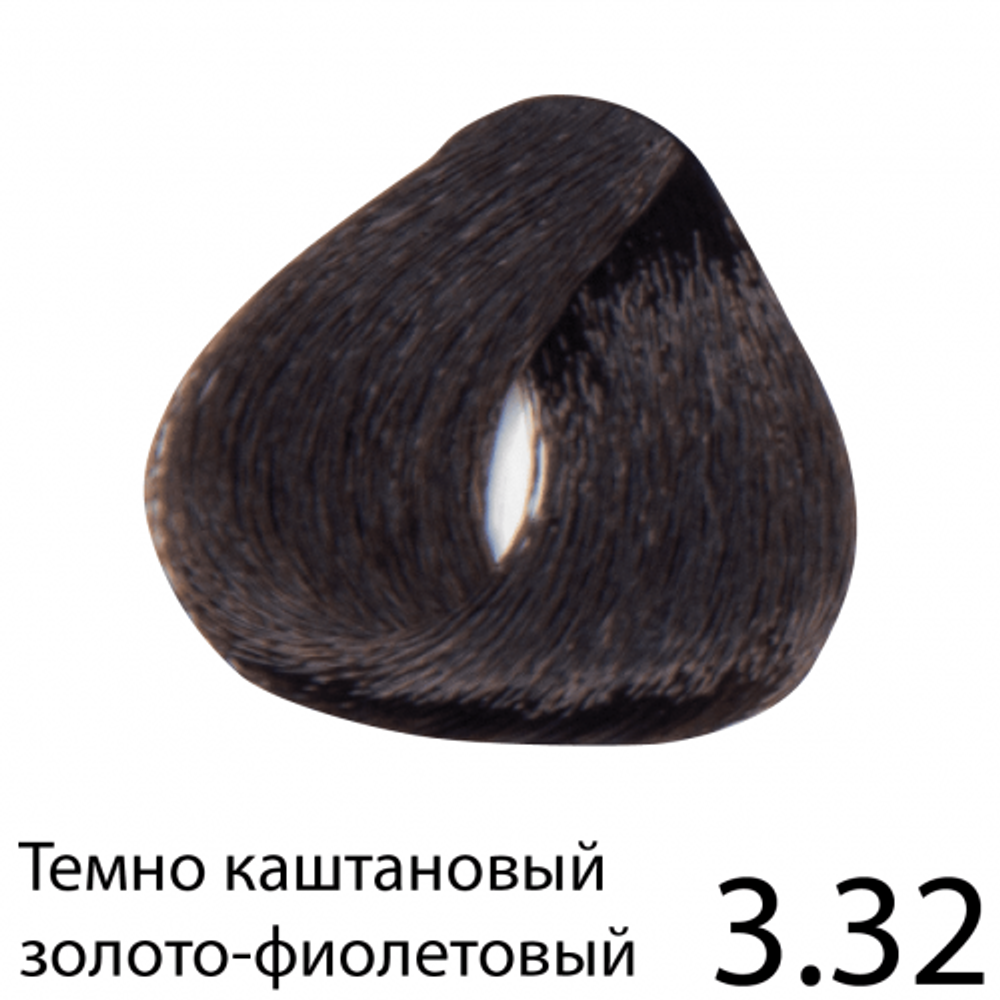 Перманентная крем-краска для волос без аммиака, Regal Zero (темно-каштановая золотисто-сиреневая), 3.32, BES