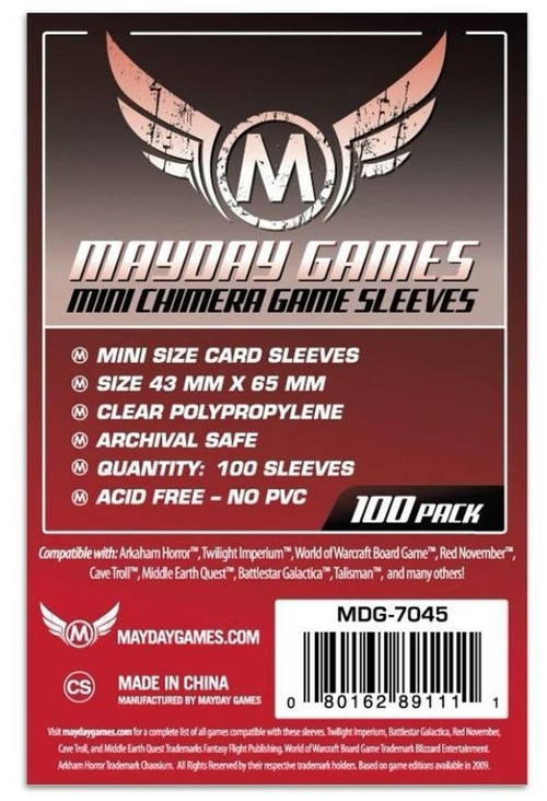Протекторы для настольных игр Mayday Mini Chimera Game (43x65) - 100 штук