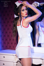 Оригинальный костюм медсестры (Размер: S-M) (Цвет: белый с красным)