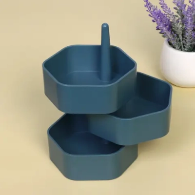 Органайзер для хранения «МАРЦИПАН», цвет морская волна, три отделения, 13.9*20.7*4.7 (упаковка коробка)