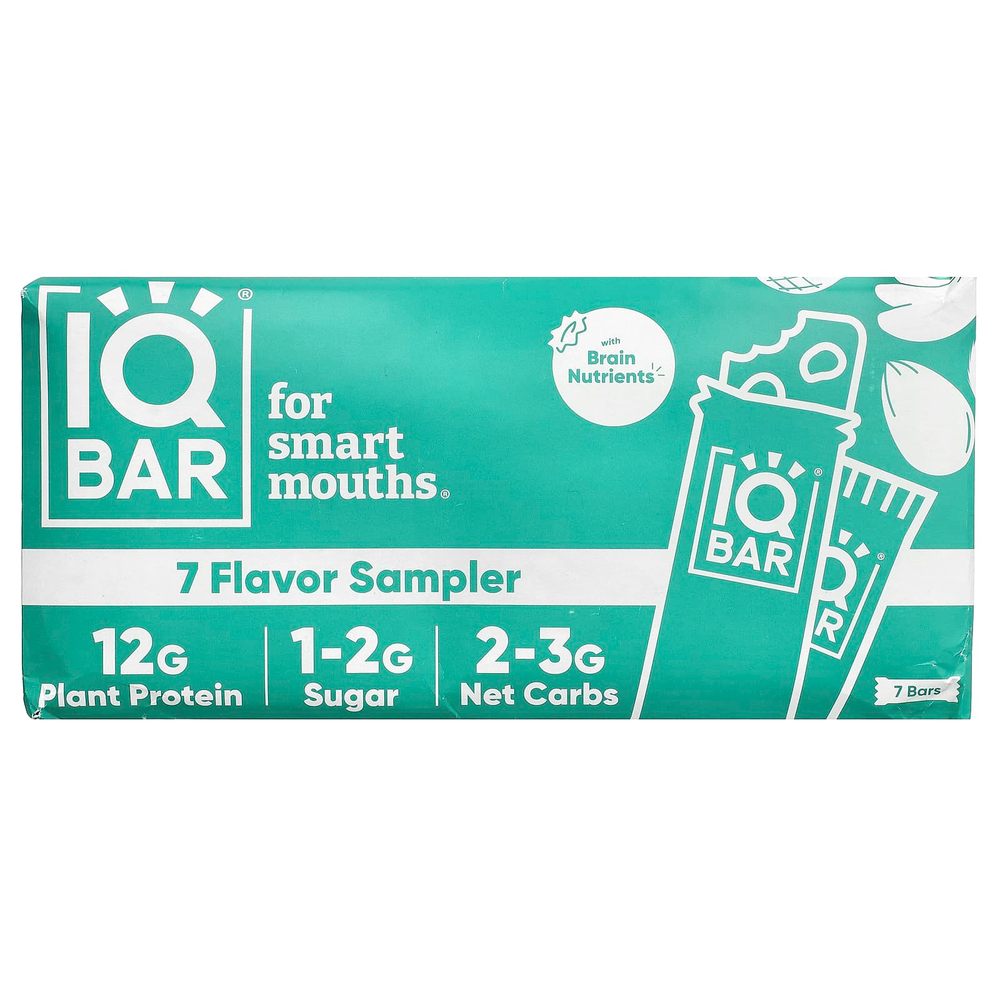 IQBAR, батончик растительного протеина, 7 наборов вкусов, 7 батончиков по 45 г (1,6 унции)