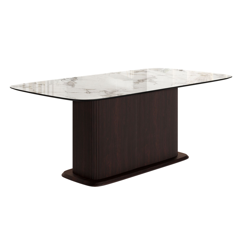 Стол прямоугольный Denver 160, керамика глянцевая, опора дерево