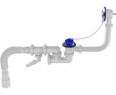 Сифон для ванны с выпуском, перелив и отвод д/стир. машины регулируемый D1 1/2x40/50