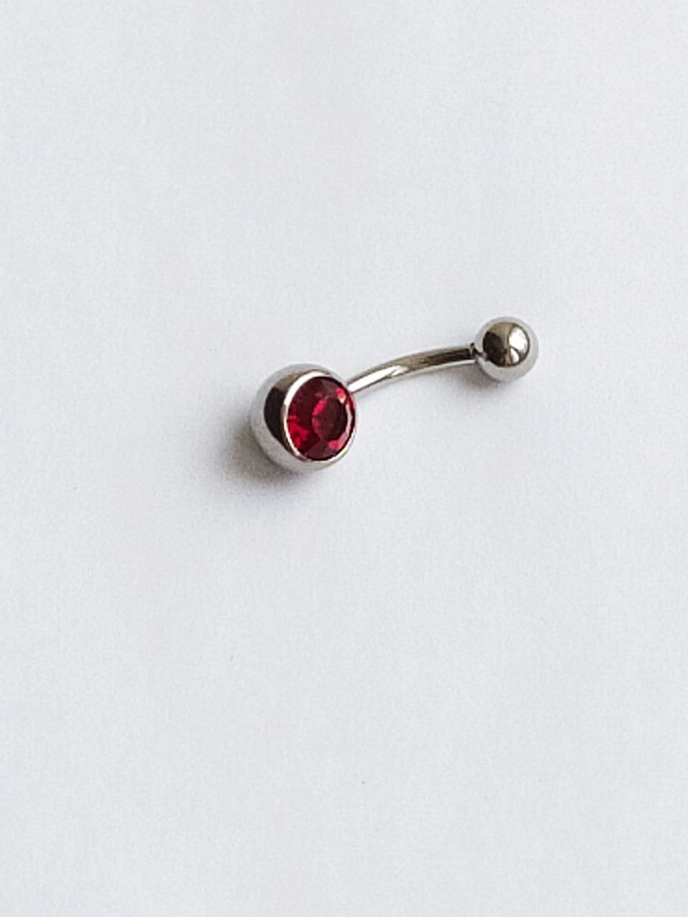 Банан для пупка, 1,6 х 10 мм, с камнем, красный