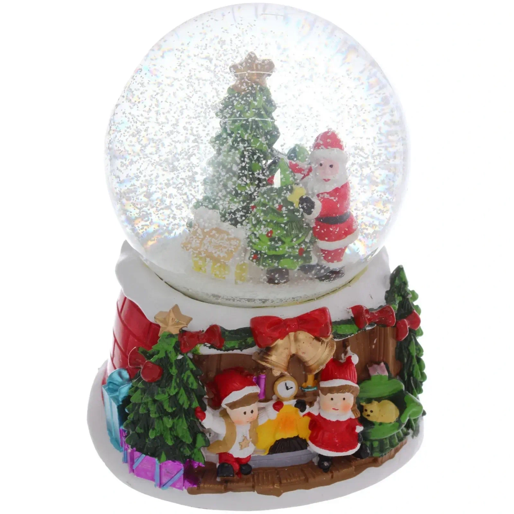 Сувенир Снежный шар «Веселая встреча» 12.5*12.5*15 см (падающий снег, подсветка, музыка), микс