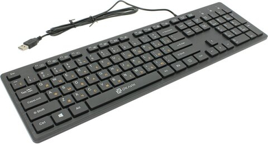 Клавиатура OKLICK Keyboard 520M2U Black <USB> 104КЛ  +2xUSB port  <1061587>