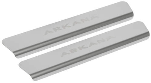 Накладки на пороги Rival для Renault Arkana 2019-н.в., нерж. сталь, с надписью, 2 шт., NP.4705.3