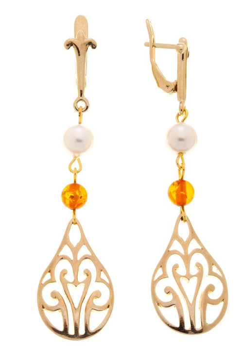 "Жиразель" серьги в золотом покрытии из коллекции "Нюанс" от Jenavi с английским замком