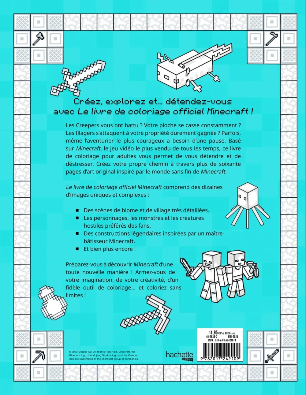 Hachette раскраска по номерам Minecraft - Le livre de coloriage officiel