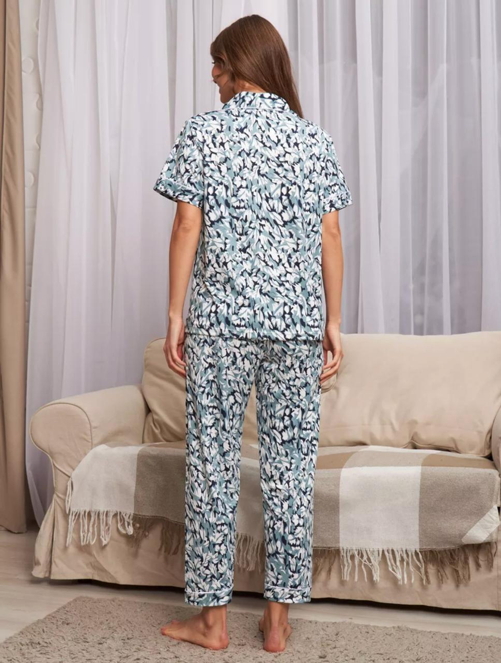 [m]Пижама жен. б/в штаны+рубашка к/р К-В2533