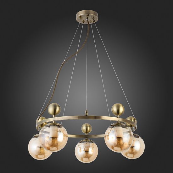 SLE106303-05 Светильник подвесной Бронзовый/Прозрачный, Янтарный E27 5*60W PECHIO