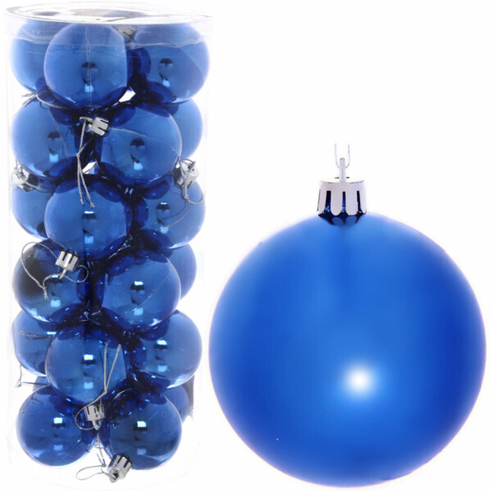 Новогодние шары 7 см (набор 24 шт) «Глянец», синий