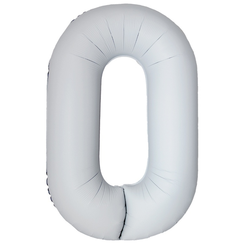 Шар фольгированный Цифра 0 101 см (Белый)
