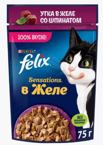 КОРМ SENSATIONS FELIX УТКА СО ШПИНАТОМ 75ГР