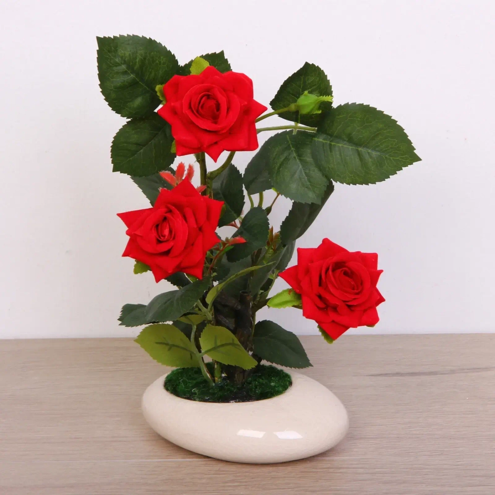 Цветочная композиция «Розовый восторг» 25см в горшке, цвет красный