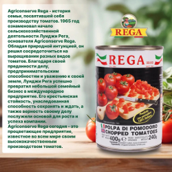 Rega, Резаные томаты в томатном соке, консервированные, 400 г, Италия