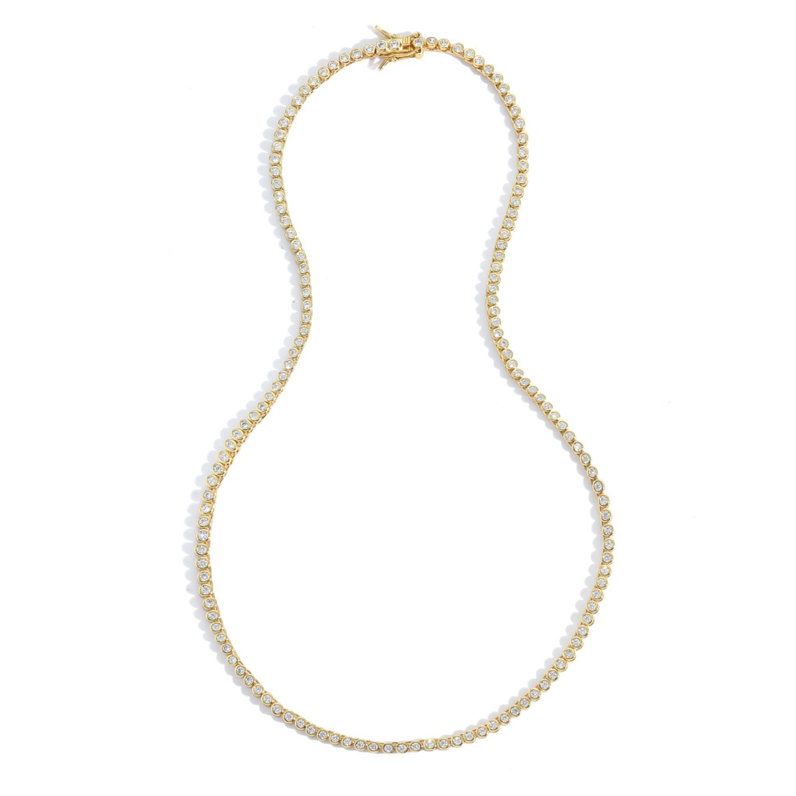 Колье тонкая полоса круглых цирконов, золото