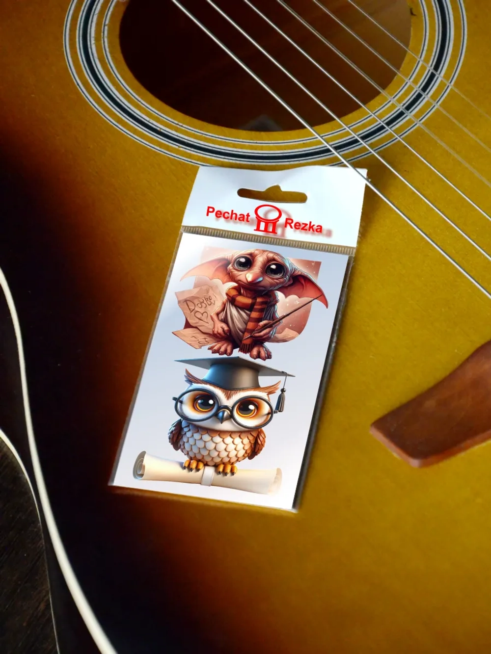 Стикеры - на велосипед, самокат, шлем - Эльф и Сова