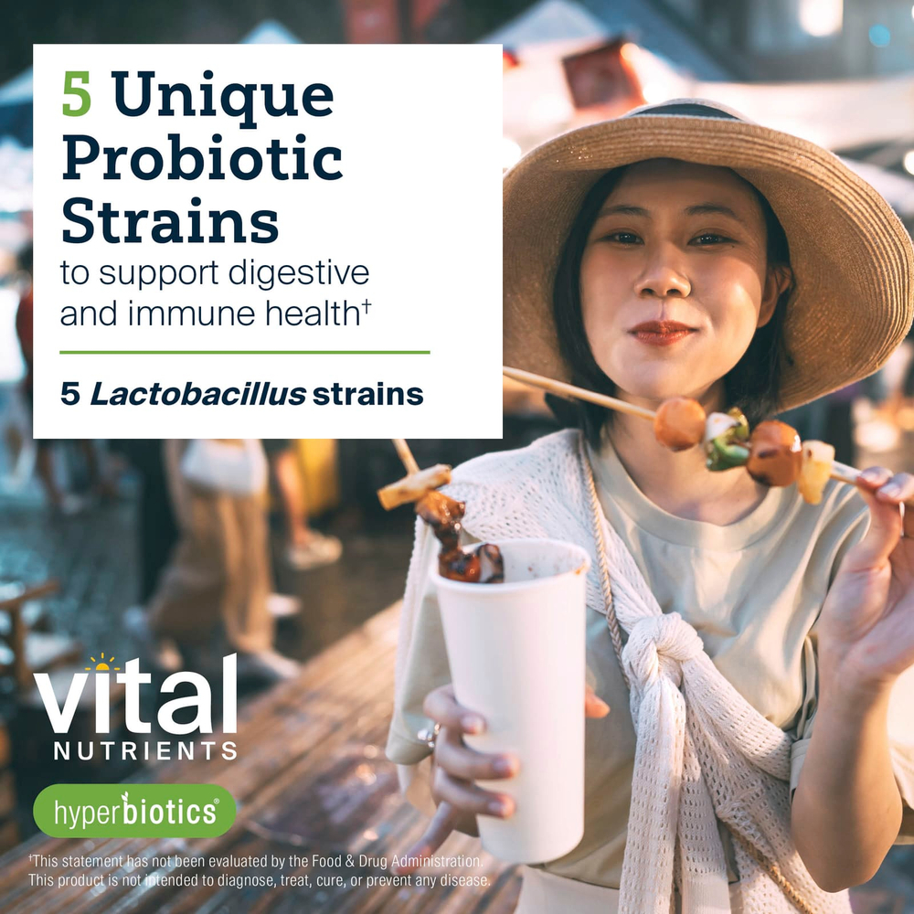 Vital Nutrients, Hyperbiotics®, пребиотики и пробиотики, 60 веганских капсул
