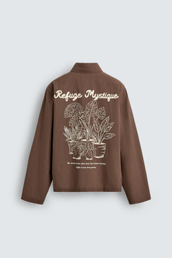 ZARA РУБАШКА В ПОЛОСКУ С ГРАФИЧЕСКИМ ПРИНТОМ, СВЕТЛО-КОРИЧНЕВЫЙ