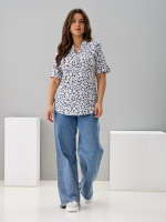 Блузка БЛ-122/серый-белыецветочки