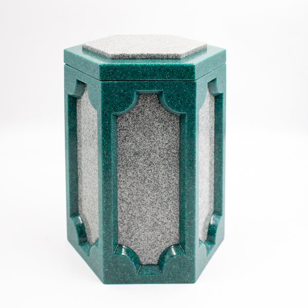 Урна для праха "Призма" серо-зеленая комби