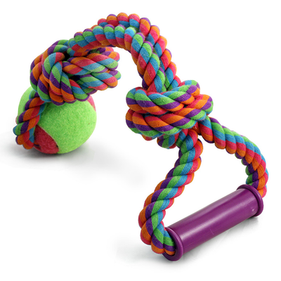 Игрушка для собак "верёвка с ручкой, 2 узла и мяч", d65/380мм, triol