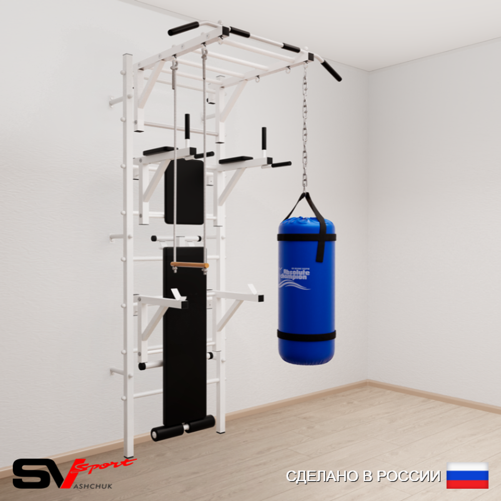 Шведская стенка Sv Sport 5631 (Турник рукоход/Брусья/Стойка/Скамья/Трапеция/Цепь/Мешок 15кг)