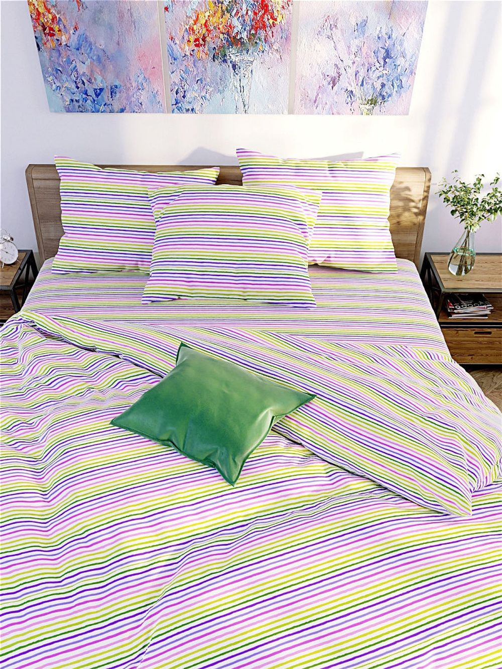 Пододеяльник Сказка "Яркая полоска" 1,5-спальный на молнии 145х215 см, перкаль
