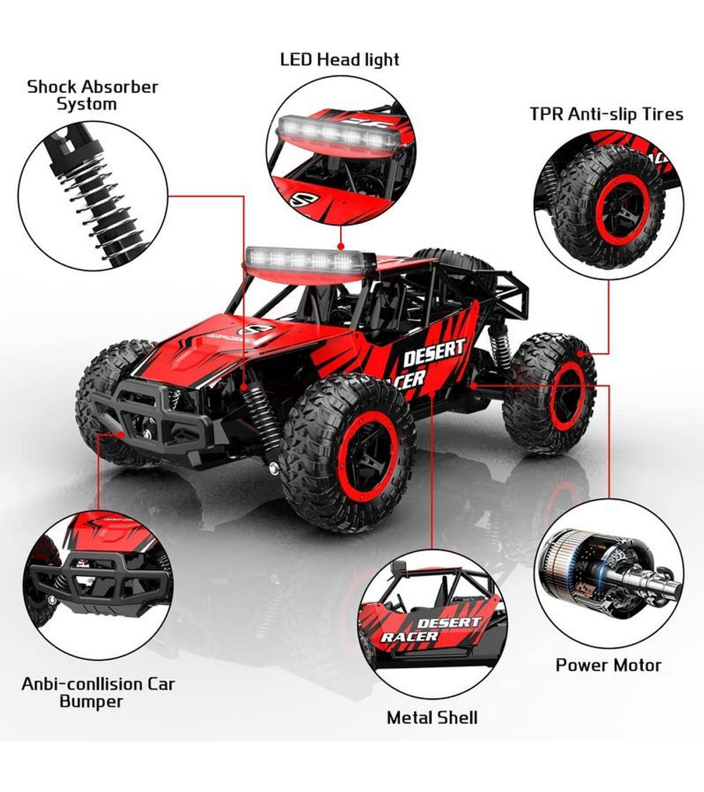 Радиоуправляемый внедорожник Volantex RC Desert King красный 4WD 2.4G 1/16 RTR