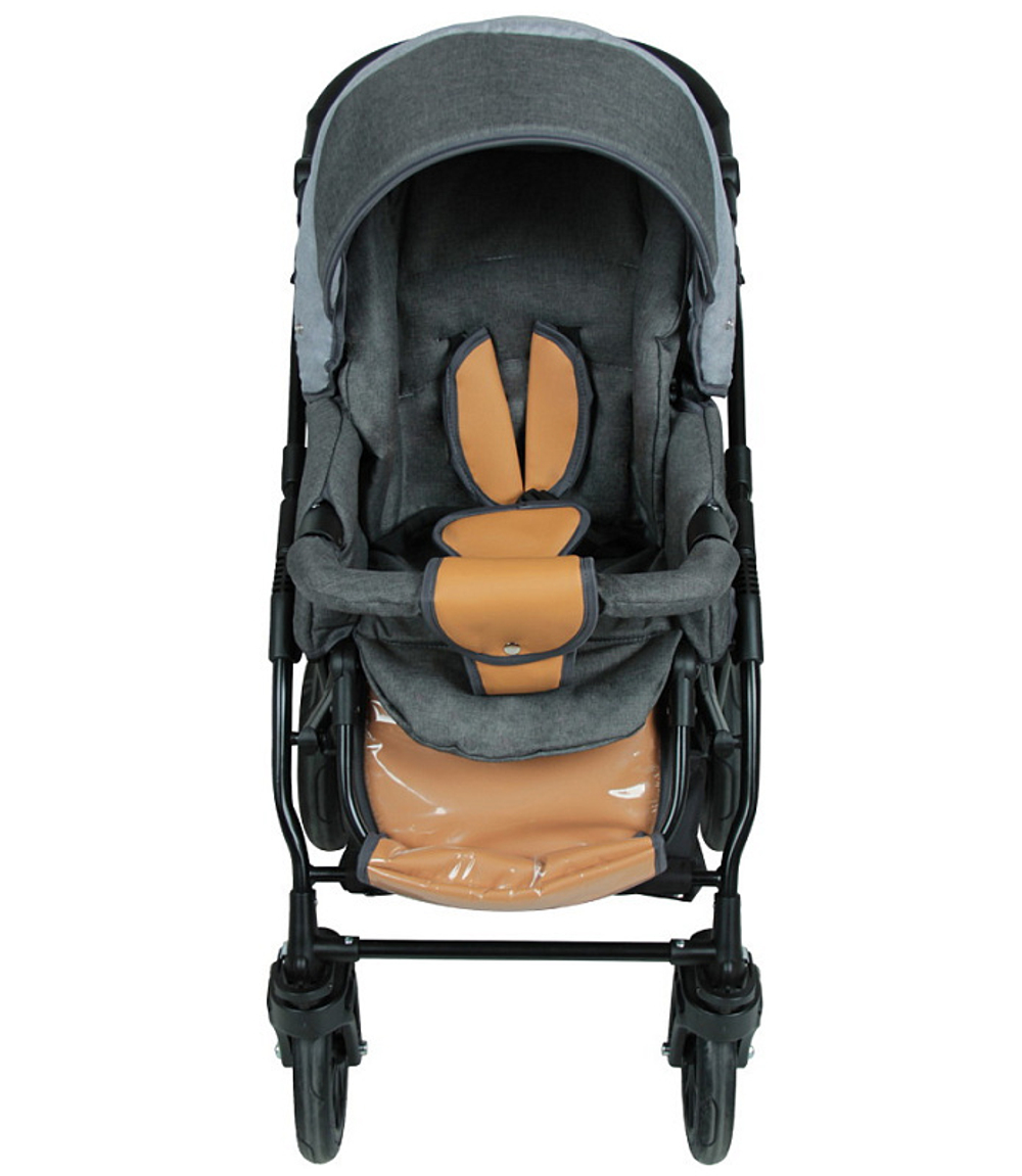 Детская коляска Alis Alvaro F 3 в 1 Al 05 т.серый+св.серый+рыжая кожа