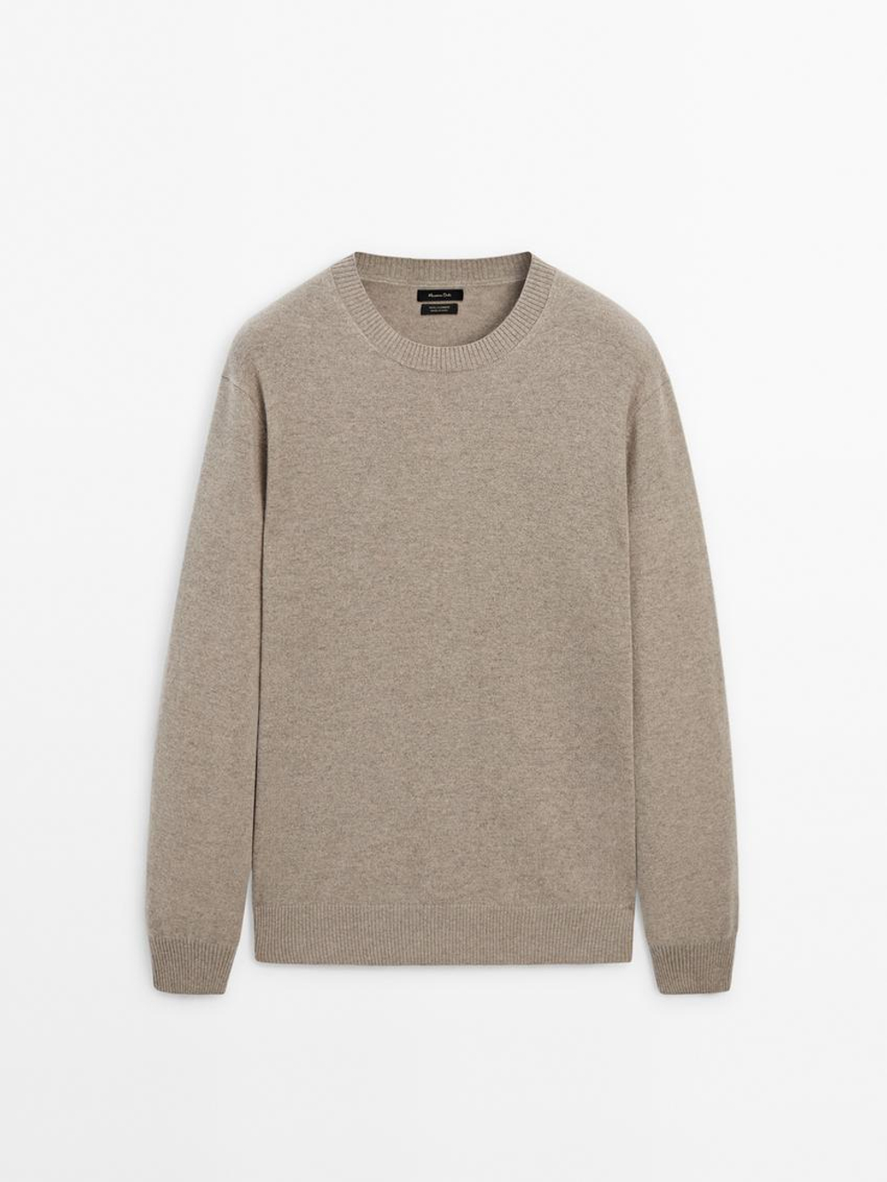 Massimo Dutti Джемпер из 100% кашемира с круглым вырезом, норка