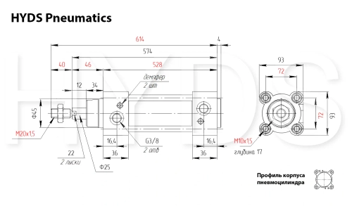CP96SDB80-400C Пневмоцилиндр