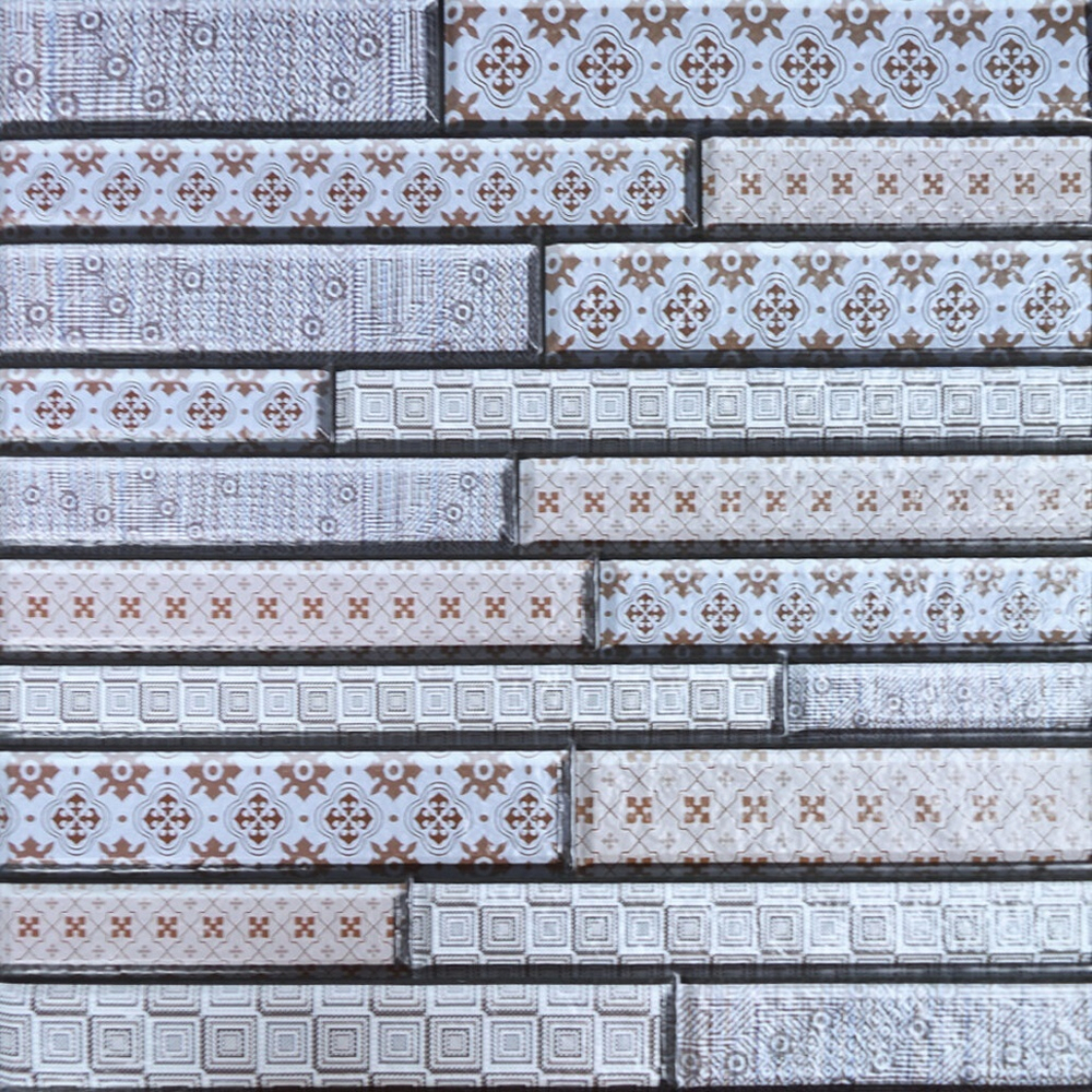 Панель самоклеящаяся 30*30см "Брусочки", цвет орнамент серо-голубой