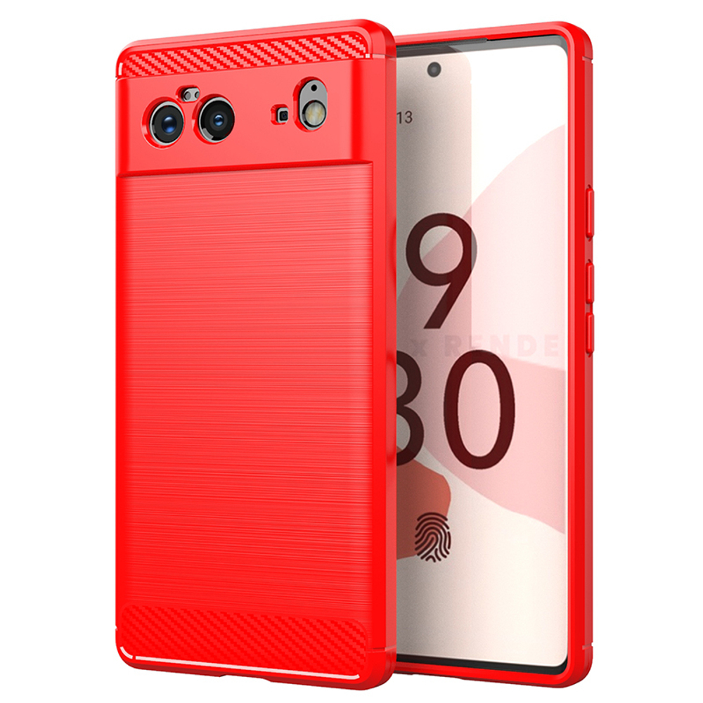 ? Чехол красного цвета для телефона Google Pixel 6, дизайн в стиле карбон,  мягкий отклик кнопок, серии Carbon от Caseport - купить по отличной цене ?  в интернет магазине caseport в Москве и СПб