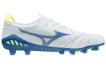 Mizuno Morelia Neo 3 B round head lace-up IC/IN artificial turf shock absorption non-slip wear-resistant football shoes men's white and blue