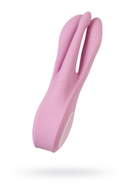 Вибростимулятор Satisfyer Threesome 1, силикон, розовый, 14 см