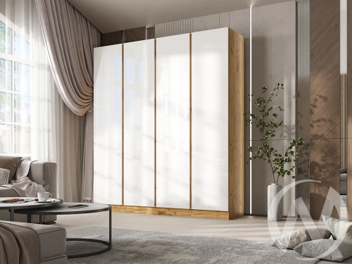 Шкаф 4-х ств. (2000) Келвин (дуб крафт/белый глянец)