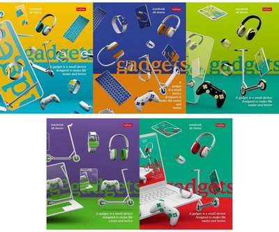 Тетрадь А5ф 48л линия на скобе, ассорти "Мои гаджеты" (Хатбер)