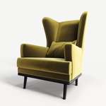 Мягкое кресло с ушами Фантазёр Z-7 (Желтый 44) на высоких ножках, для отдыха и чтения книг. В гостиную, балкон, спальню и переговорную комнату.