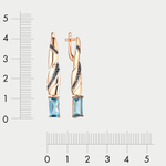 Длинные серьги из розового золота 585 пробы для женщин с лондон топазом (арт. с4316V52)