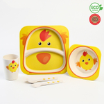 4780233 Набор бамбуковой посуды «Цыпленок», 5 предметов: тарелка, миска, стакан, вилка, ложка