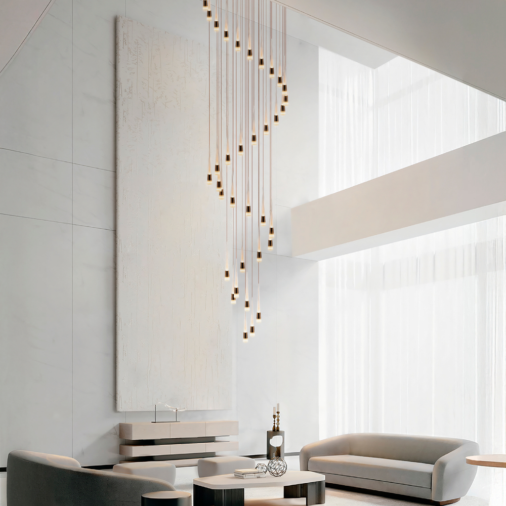 757361 Люстра CONE LED 180W 9000LM КОФЕЙНЫЙ/БЕЛЫЙ/ПРОЗРАЧНЫЙ 3000K