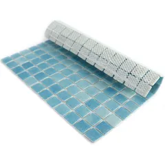 STP-BL017 Natural Мозаика для хаммам плитка из стекла Steppa голубая светлая глянцевая