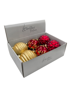 Набор шаров 10см 6шт ChristmasDeLuxe золото/бордовый/красный