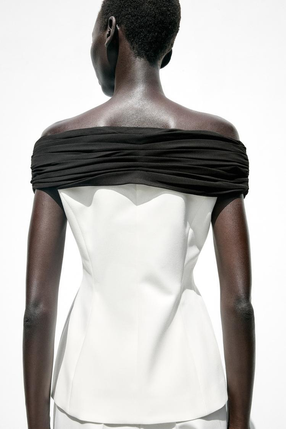 ZARA ТОП-БЮСТЬЕ С КОНТРАСТНОЙ ДЕТАЛЬЮ, ЭКРЮ