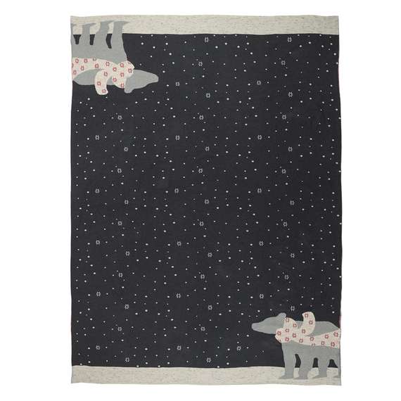 Плед из хлопка с новогодним рисунком &quot;Polar Bear&quot;, New Year Essential, 130х180 см